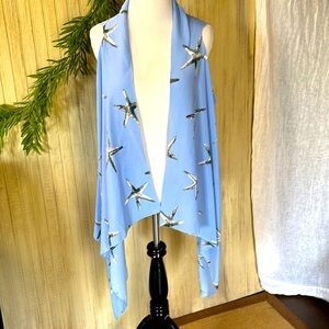 Starfish Waterfall Front Vest, Blue & white, one size, Coastal Lightweight